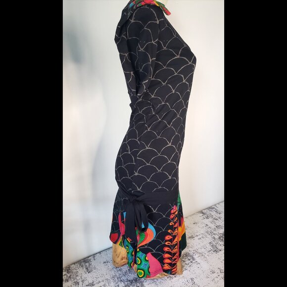 Desigual Spain Long Sleeve Mermaid Floral Print Dress 100% Cotton - Picture 8 of 15